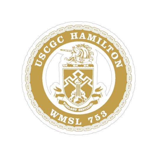 USCGC Hamilton WMSL 753 GOLD (U.S. Coast Guard) Transparent STICKER Die-Cut Vinyl Decal 6 Inch - The Sticker Space