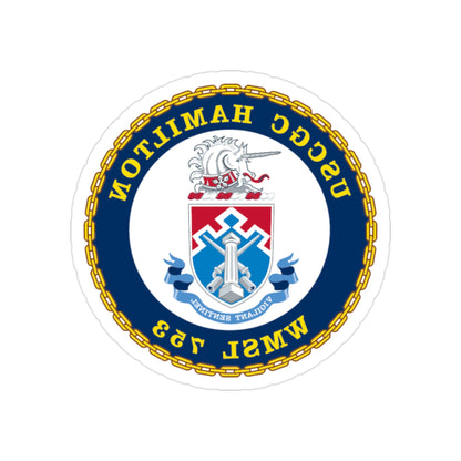 USCGC Hamilton WMSL 753 (U.S. Coast Guard) REVERSE PRINT Transparent STICKER-2" × 2"-The Sticker Space