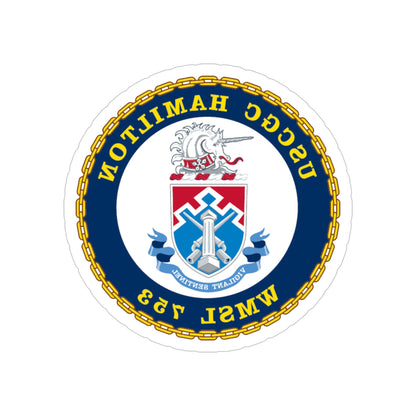 USCGC Hamilton WMSL 753 (U.S. Coast Guard) REVERSE PRINT Transparent STICKER-4" × 4"-The Sticker Space