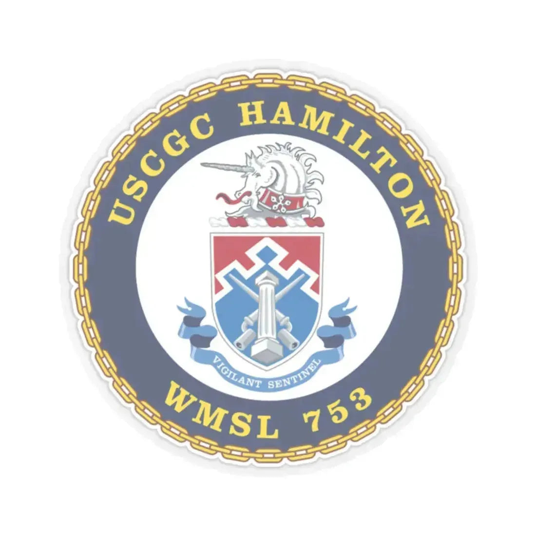 USCGC Hamilton WMSL 753 (U.S. Coast Guard) STICKER Vinyl Kiss-Cut Decal 2 Inch Transparent - The Sticker Space