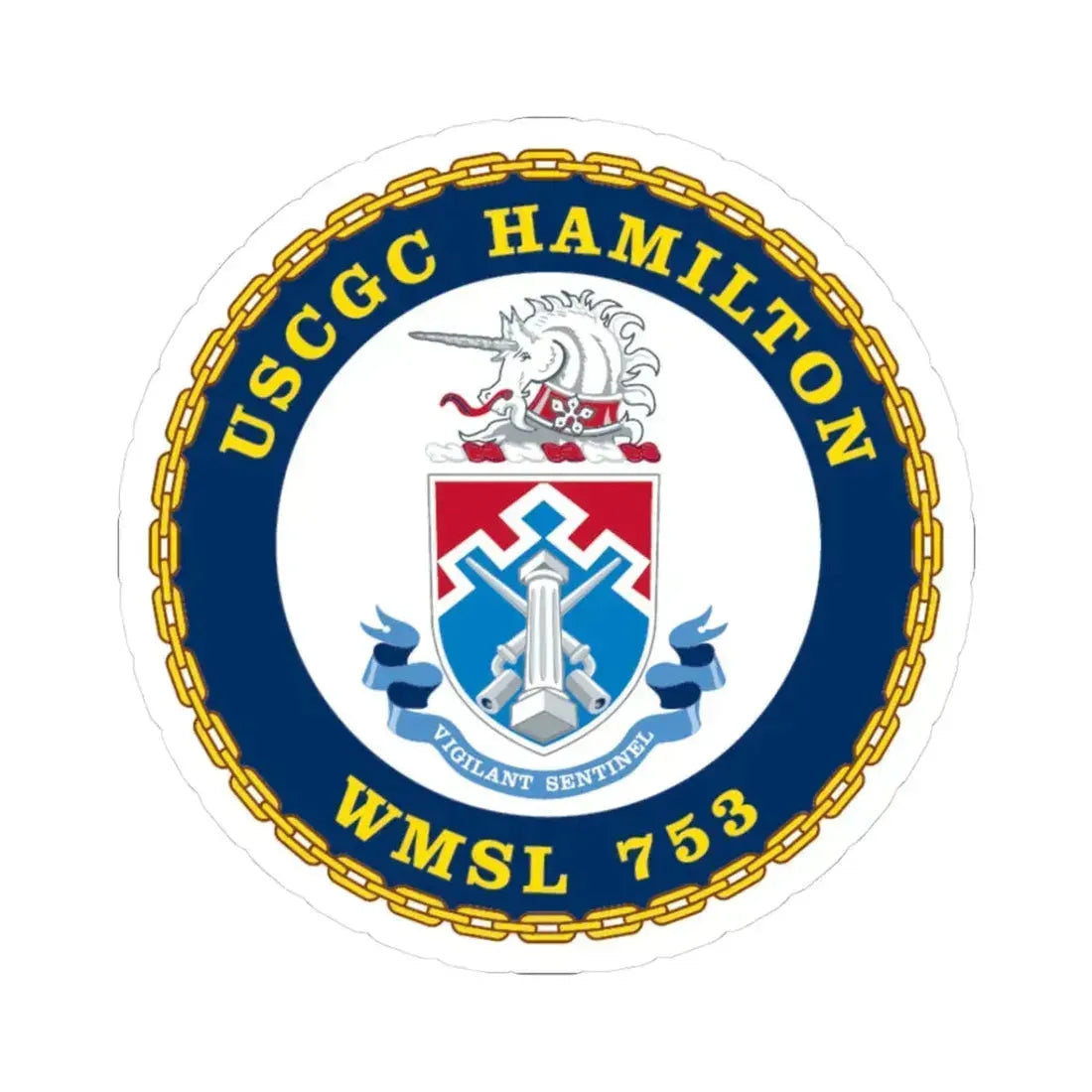 USCGC Hamilton WMSL 753 (U.S. Coast Guard) STICKER Vinyl Kiss-Cut Decal 3 Inch White - The Sticker Space