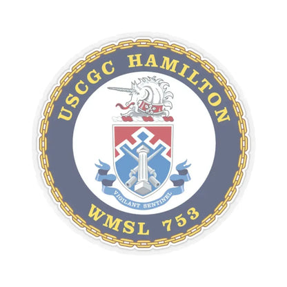 USCGC Hamilton WMSL 753 (U.S. Coast Guard) STICKER Vinyl Kiss-Cut Decal 4 Inch Transparent - The Sticker Space