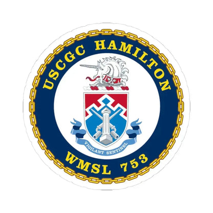 USCGC Hamilton WMSL 753 (U.S. Coast Guard) STICKER Vinyl Kiss-Cut Decal 4 Inch White - The Sticker Space