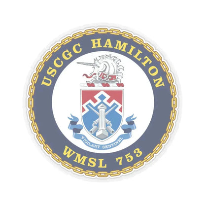 USCGC Hamilton WMSL 753 (U.S. Coast Guard) STICKER Vinyl Kiss-Cut Decal 6 Inch Transparent - The Sticker Space