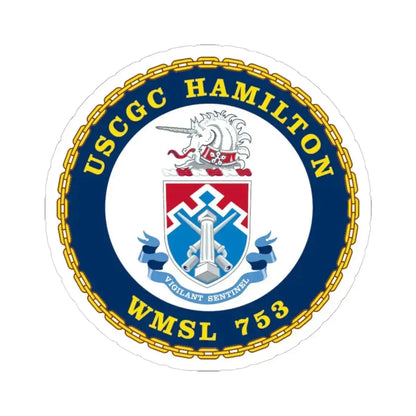 USCGC Hamilton WMSL 753 (U.S. Coast Guard) STICKER Vinyl Kiss-Cut Decal 6 Inch White - The Sticker Space