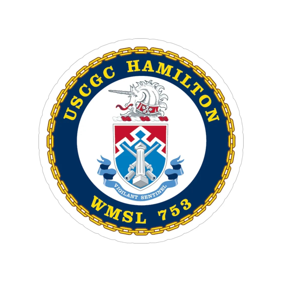 USCGC Hamilton WMSL 753 (U.S. Coast Guard) Transparent STICKER Die-Cut Vinyl Decal 4 Inch - The Sticker Space