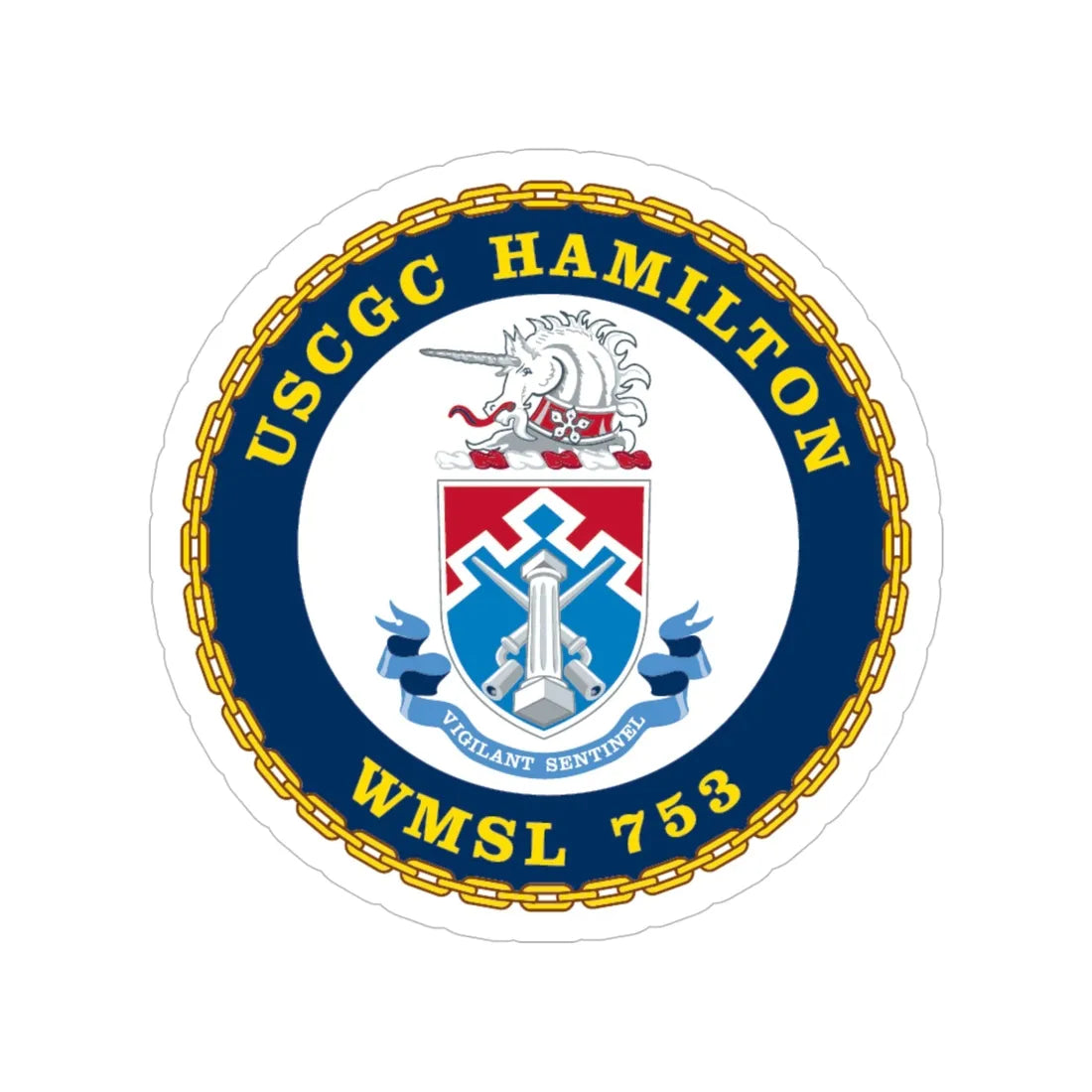 USCGC Hamilton WMSL 753 (U.S. Coast Guard) Transparent STICKER Die-Cut Vinyl Decal 5 Inch - The Sticker Space