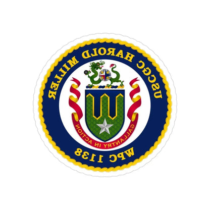 USCGC Harold Miller WPC 1138 (U.S. Coast Guard) REVERSE PRINT Transparent Die-Cut STICKER 3 Inch Die-Cut Transparent - The Sticker Space