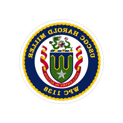 USCGC Harold Miller WPC 1138 (U.S. Coast Guard) REVERSE PRINT Transparent Die-Cut STICKER 4 Inch Die-Cut Transparent - The Sticker Space