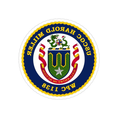 USCGC Harold Miller WPC 1138 (U.S. Coast Guard) REVERSE PRINT Transparent Die-Cut STICKER 5 Inch Die-Cut Transparent - The Sticker Space