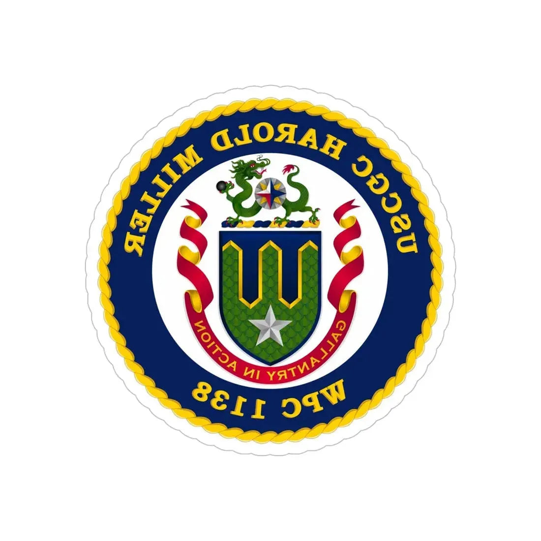 USCGC Harold Miller WPC 1138 (U.S. Coast Guard) REVERSE PRINT Transparent Die-Cut STICKER 6 Inch Die-Cut Transparent - The Sticker Space