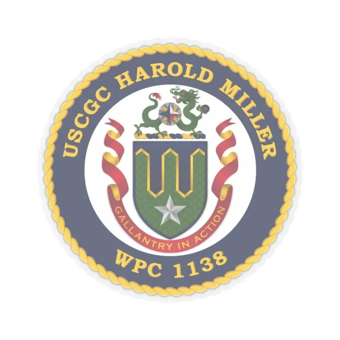 USCGC Harold Miller WPC 1138 (U.S. Coast Guard) STICKER Vinyl Kiss-Cut Decal 2 Inch Transparent - The Sticker Space