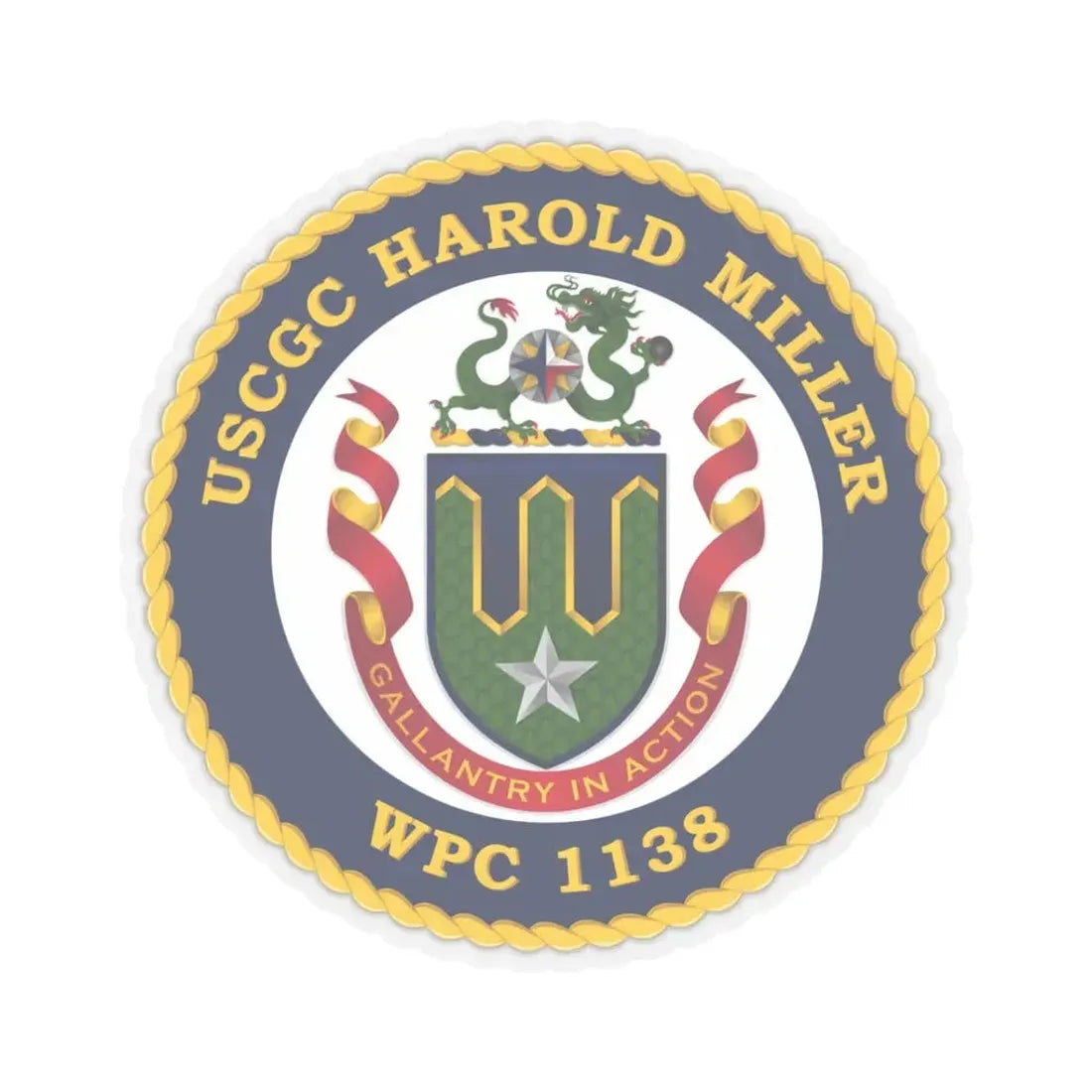 USCGC Harold Miller WPC 1138 (U.S. Coast Guard) STICKER Vinyl Kiss-Cut Decal 3 Inch Transparent - The Sticker Space
