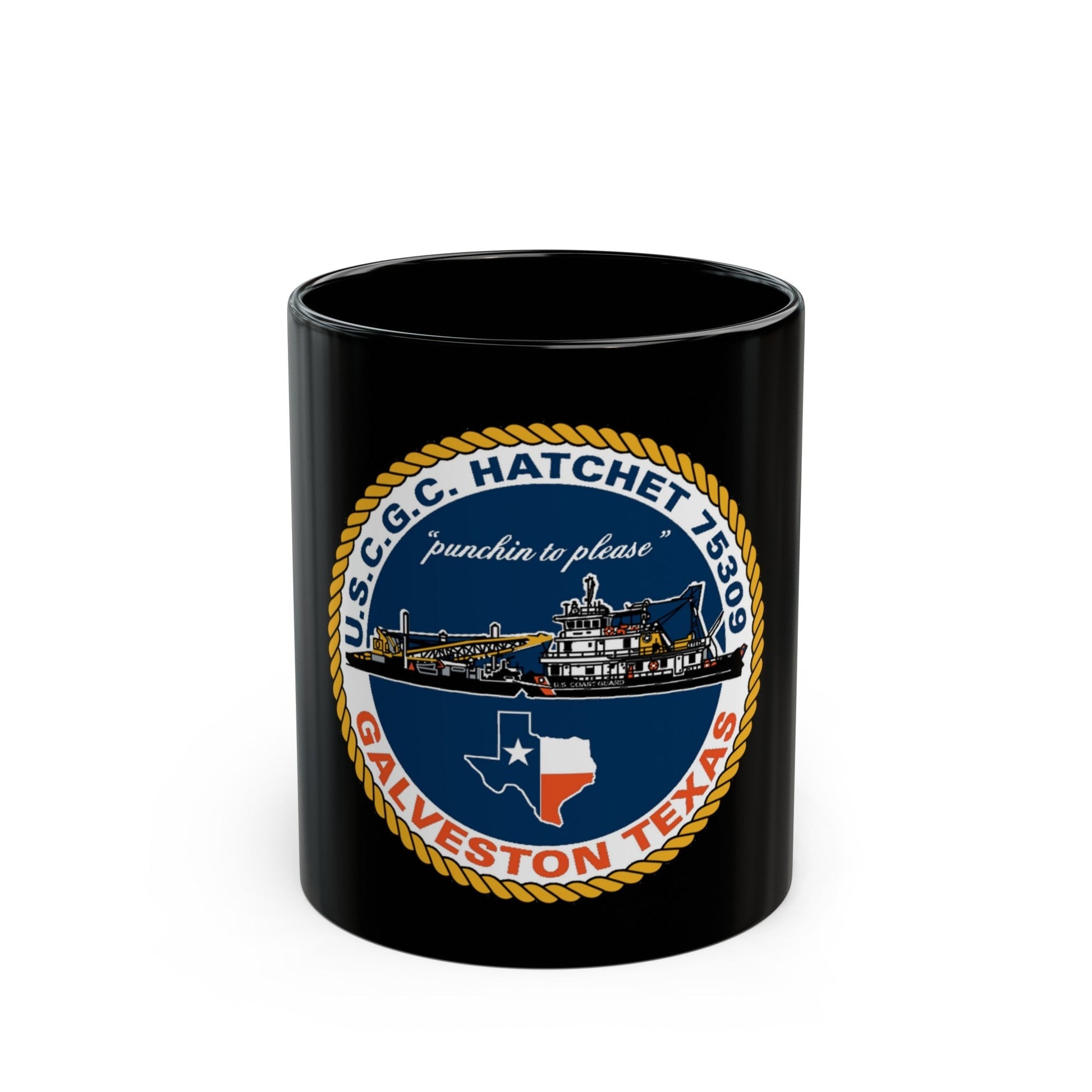 USCGC Hatchet 75309 Galveston TX (U.S. Coast Guard) Black Coffee Mug-11oz-The Sticker Space