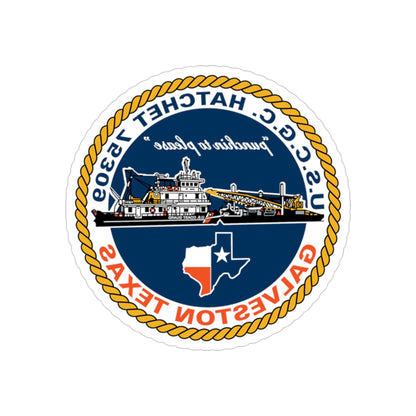 USCGC Hatchet 75309 Galveston TX (U.S. Coast Guard) REVERSE PRINT Transparent STICKER-3" × 3"-The Sticker Space