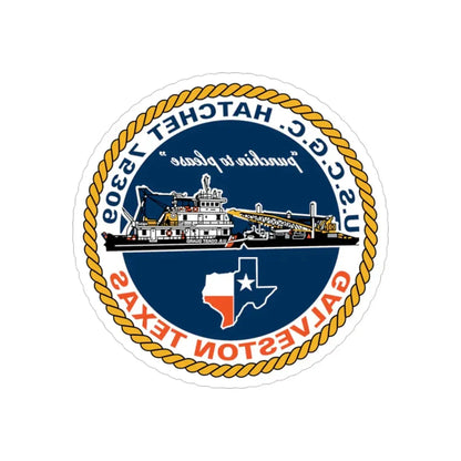 USCGC Hatchet 75309 Galveston TX (U.S. Coast Guard) REVERSE PRINT Transparent Die-Cut STICKER 3 Inch Die-Cut Transparent - The Sticker Space