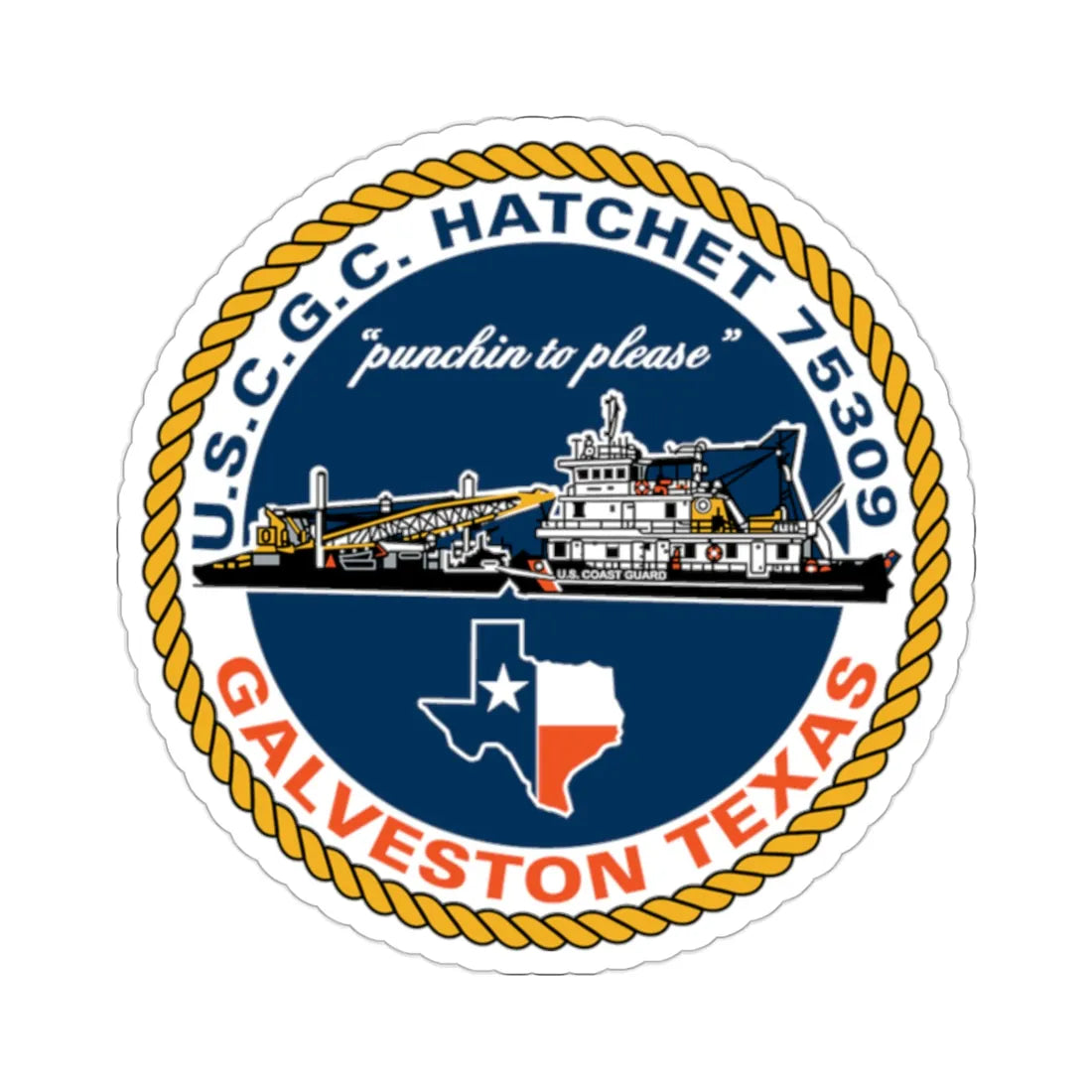 USCGC Hatchet 75309 Galveston TX (U.S. Coast Guard) STICKER Vinyl Die-Cut Decal 2 Inch - The Sticker Space