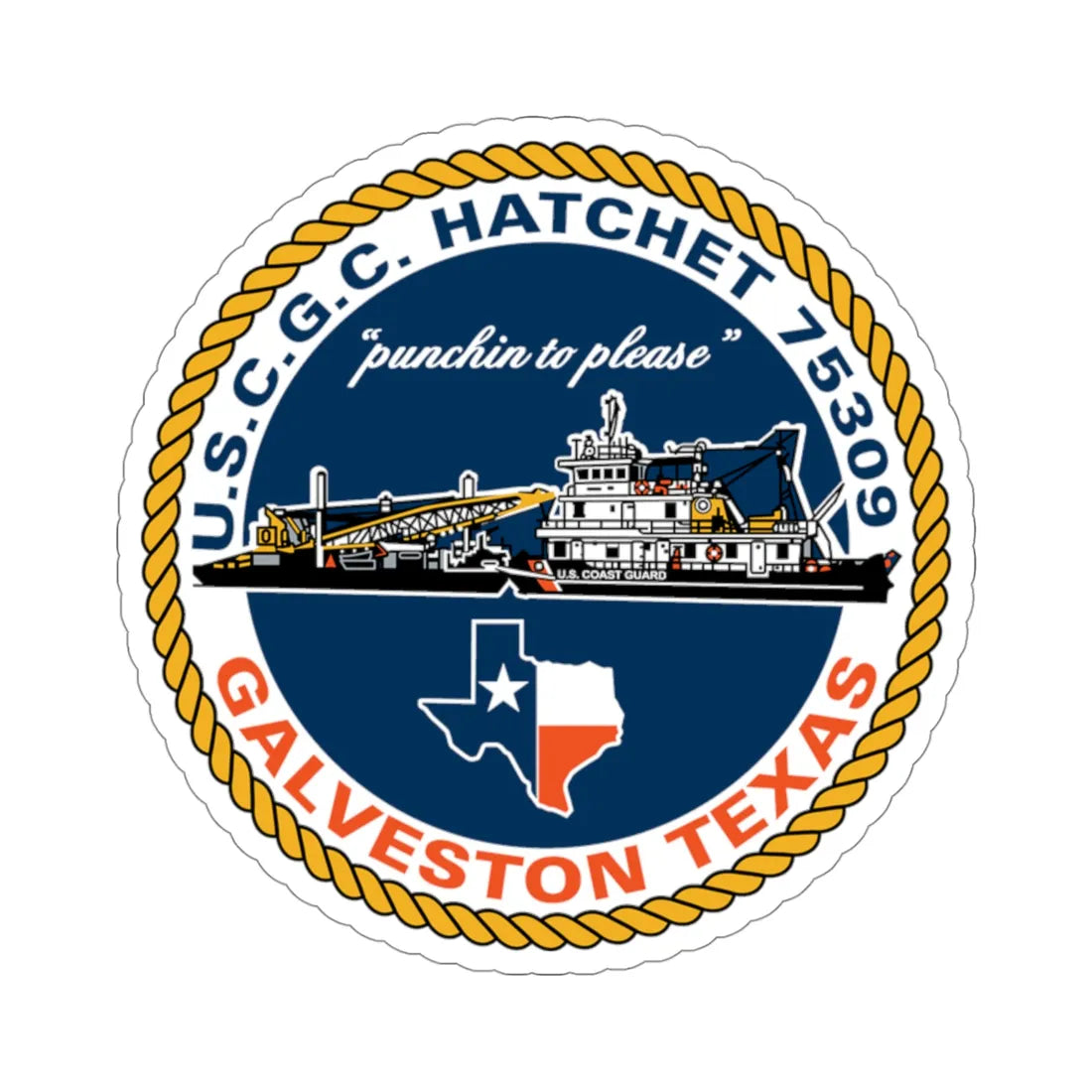 USCGC Hatchet 75309 Galveston TX (U.S. Coast Guard) STICKER Vinyl Die-Cut Decal 4 Inch - The Sticker Space