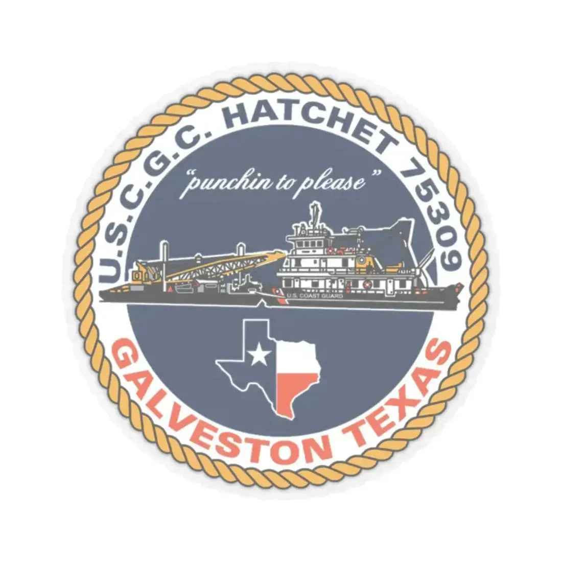 USCGC Hatchet 75309 Galveston TX (U.S. Coast Guard) STICKER Vinyl Kiss-Cut Decal 2 Inch Transparent - The Sticker Space