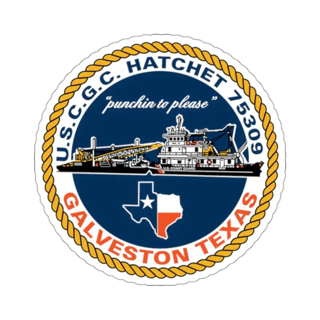 USCGC Hatchet 75309 Galveston TX (U.S. Coast Guard) STICKER Vinyl Kiss-Cut Decal 2 Inch White - The Sticker Space