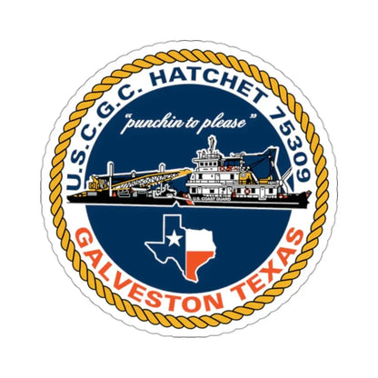 USCGC Hatchet 75309 Galveston TX (U.S. Coast Guard) STICKER Vinyl Kiss-Cut Decal 2 Inch White - The Sticker Space