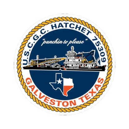 USCGC Hatchet 75309 Galveston TX (U.S. Coast Guard) STICKER Vinyl Kiss-Cut Decal 2 Inch White - The Sticker Space