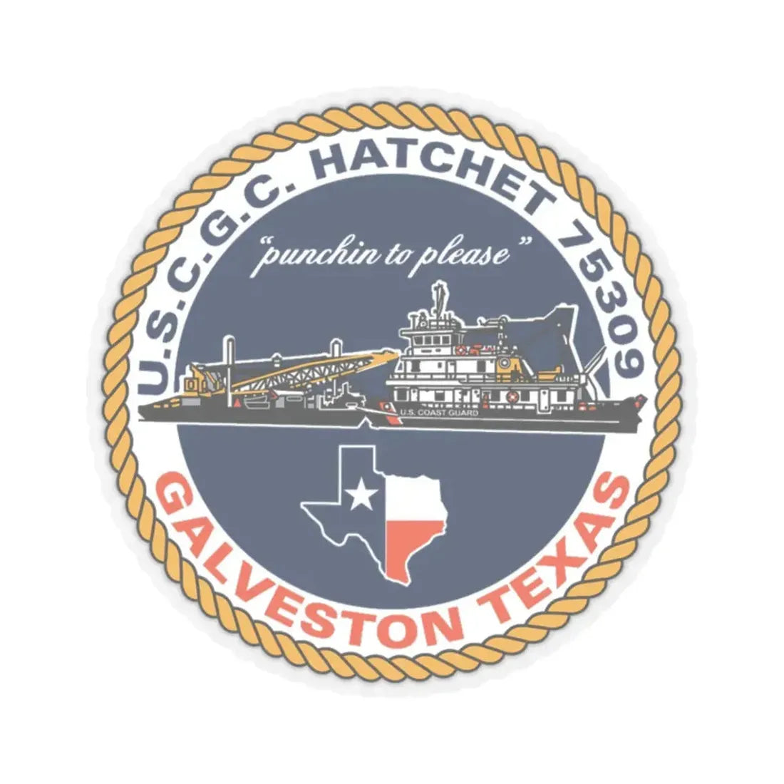 USCGC Hatchet 75309 Galveston TX (U.S. Coast Guard) STICKER Vinyl Kiss-Cut Decal 3 Inch Transparent - The Sticker Space