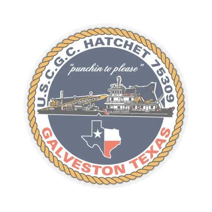 USCGC Hatchet 75309 Galveston TX (U.S. Coast Guard) STICKER Vinyl Kiss-Cut Decal 3 Inch Transparent - The Sticker Space