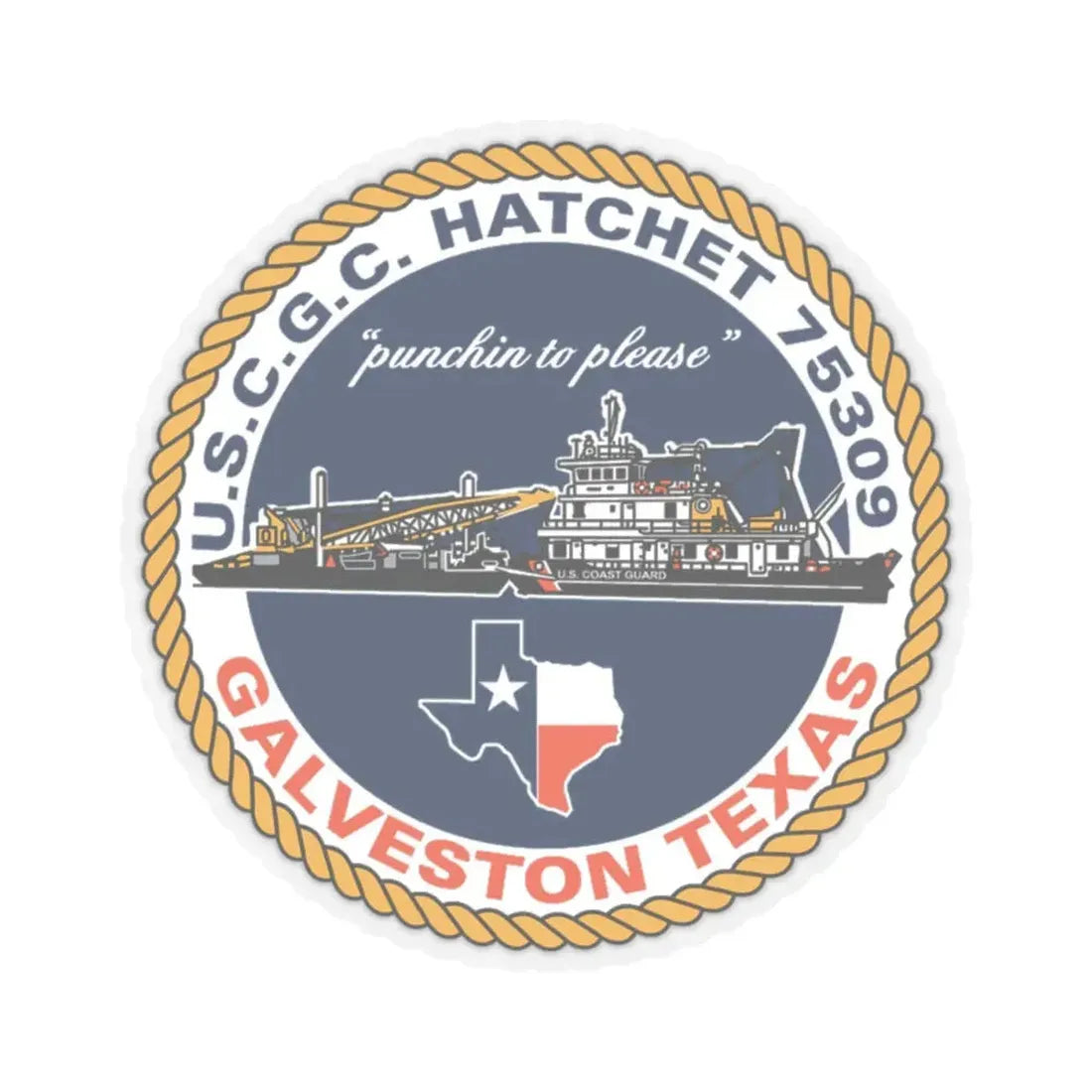 USCGC Hatchet 75309 Galveston TX (U.S. Coast Guard) STICKER Vinyl Kiss-Cut Decal 4 Inch Transparent - The Sticker Space