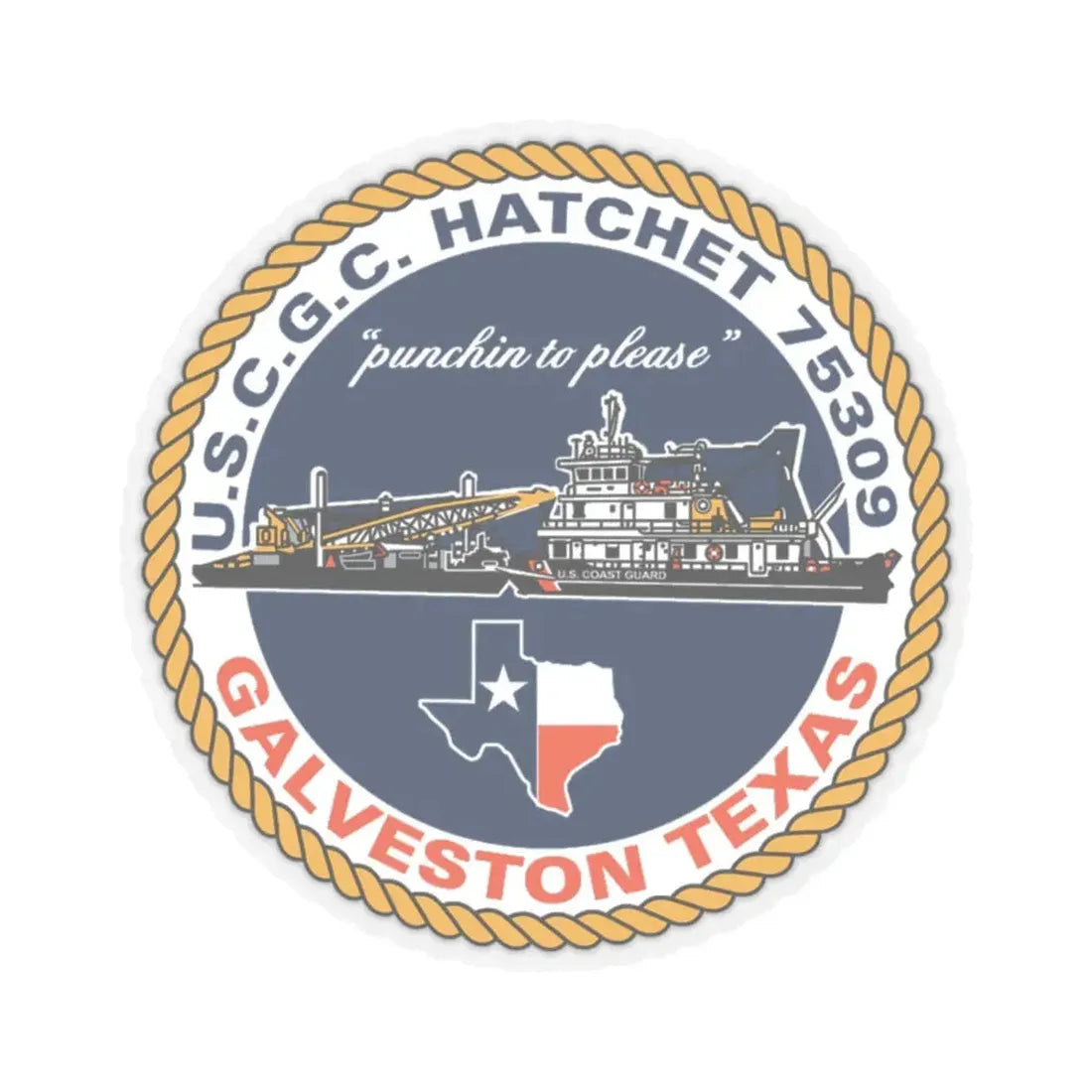 USCGC Hatchet 75309 Galveston TX (U.S. Coast Guard) STICKER Vinyl Kiss-Cut Decal 6 Inch Transparent - The Sticker Space