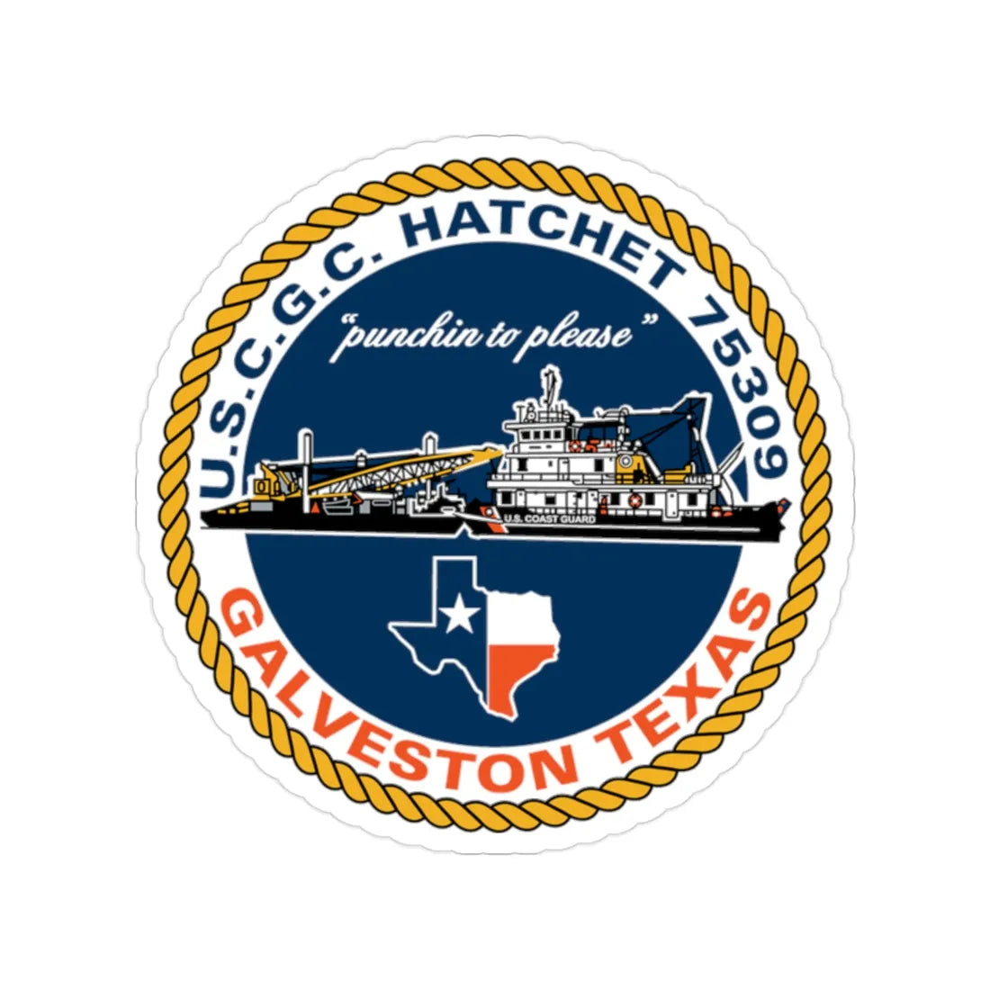 USCGC Hatchet 75309 Galveston TX (U.S. Coast Guard) Transparent STICKER Die-Cut Vinyl Decal 2 Inch - The Sticker Space