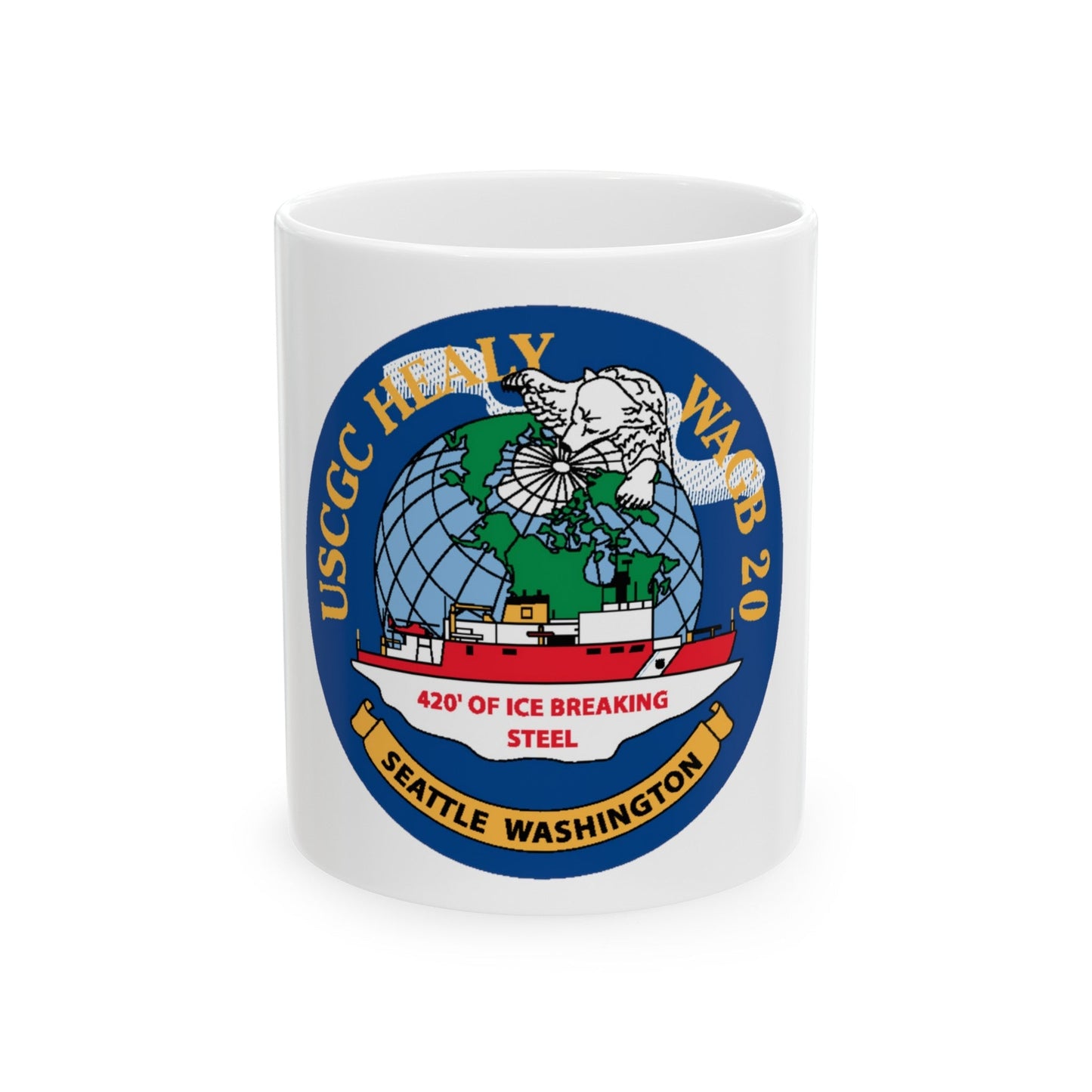 USCGC Healy WAGB 20 Seattle Wash (U.S. Coast Guard) White Coffee Mug-11oz-The Sticker Space