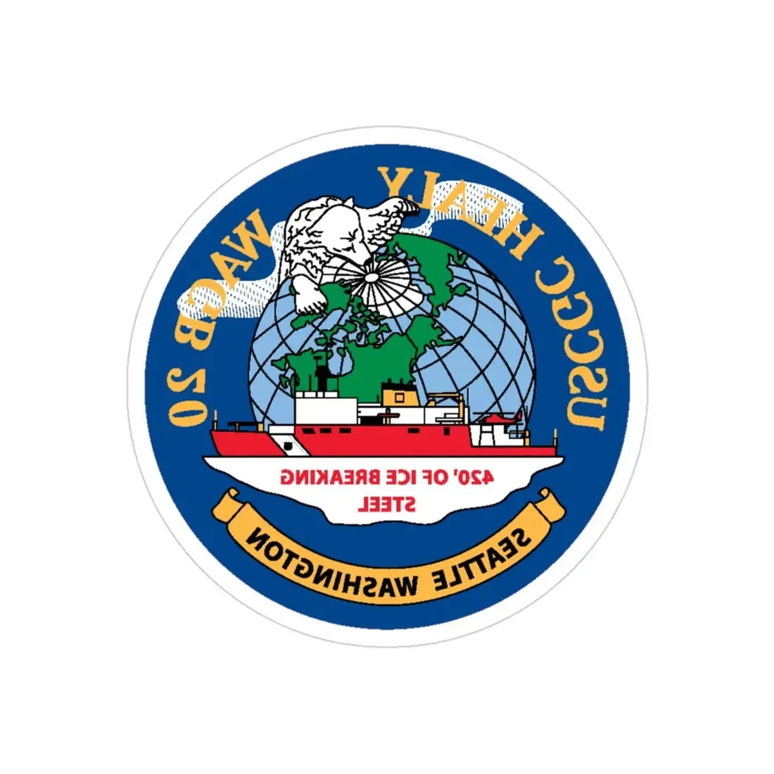 USCGC Healy WAGB 20 Seattle Wash (U.S. Coast Guard) REVERSE PRINT Transparent Die-Cut STICKER 3 Inch Die-Cut Transparent - The Sticker Space