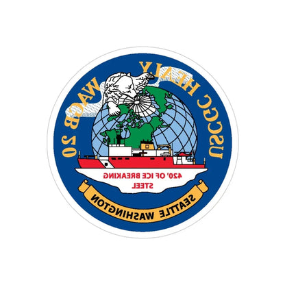 USCGC Healy WAGB 20 Seattle Wash (U.S. Coast Guard) REVERSE PRINT Transparent Die-Cut STICKER 4 Inch Die-Cut Transparent - The Sticker Space