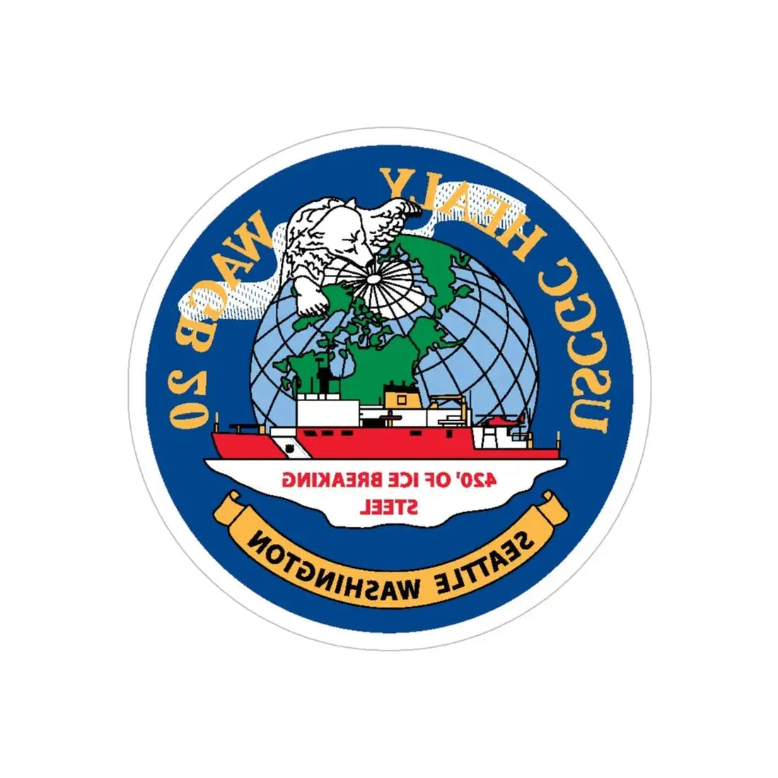 USCGC Healy WAGB 20 Seattle Wash (U.S. Coast Guard) REVERSE PRINT Transparent Die-Cut STICKER 5 Inch Die-Cut Transparent - The Sticker Space