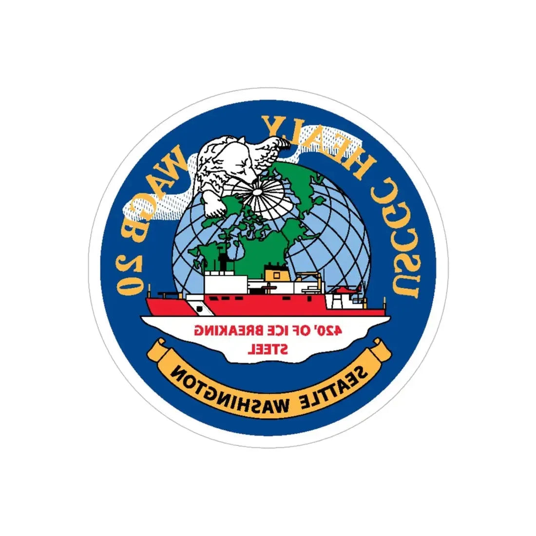 USCGC Healy WAGB 20 Seattle Wash (U.S. Coast Guard) REVERSE PRINT Transparent Die-Cut STICKER 6 Inch Die-Cut Transparent - The Sticker Space