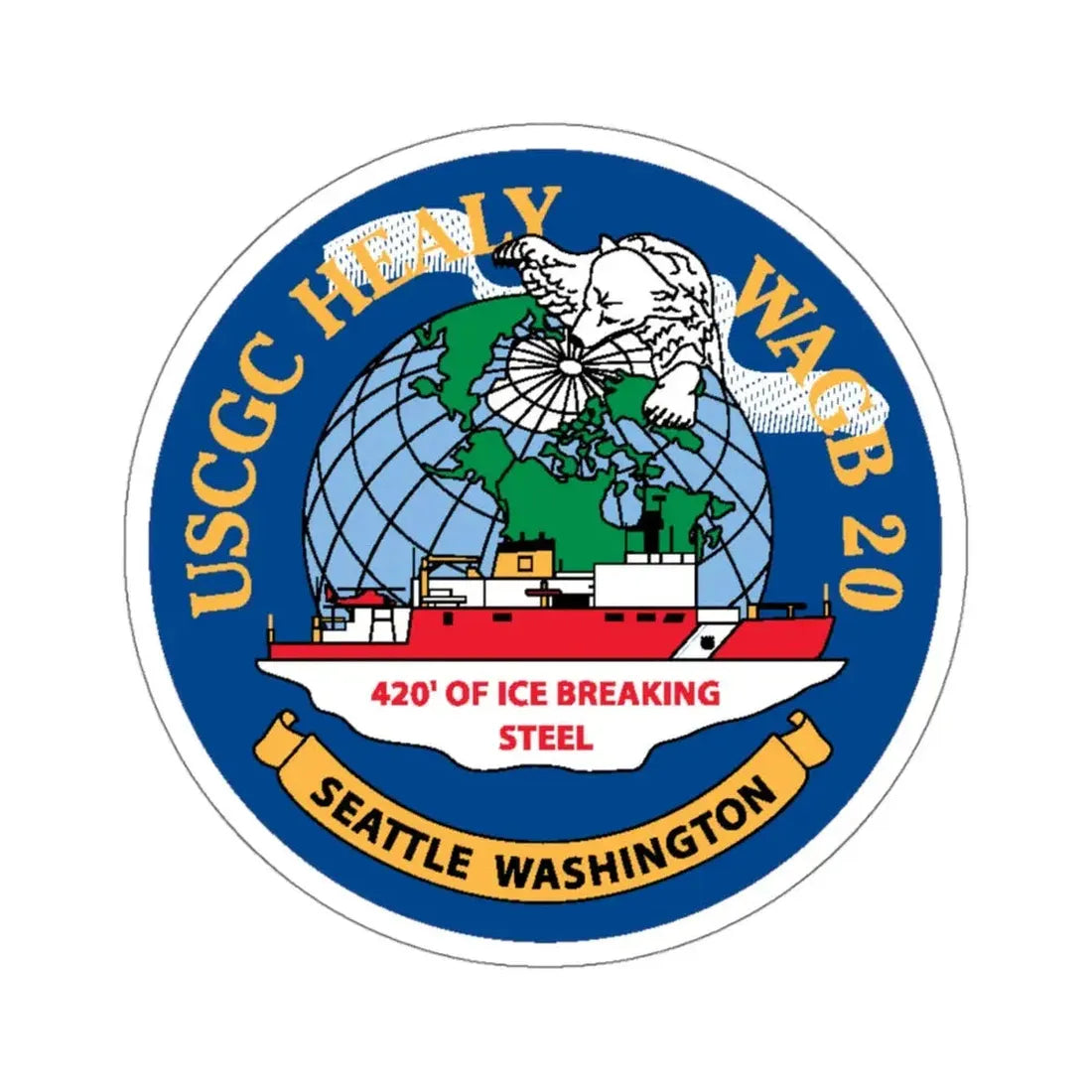 USCGC Healy WAGB 20 Seattle Wash (U.S. Coast Guard) STICKER Vinyl Kiss-Cut Decal 4 Inch White - The Sticker Space