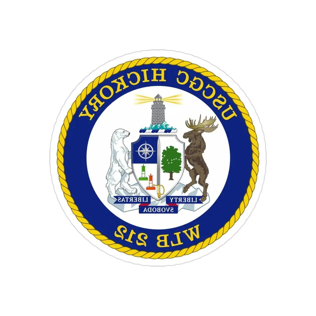 USCGC Hickory WLB 212 (U.S. Coast Guard) REVERSE PRINT Transparent Die-Cut STICKER 3 Inch Die-Cut Transparent - The Sticker Space