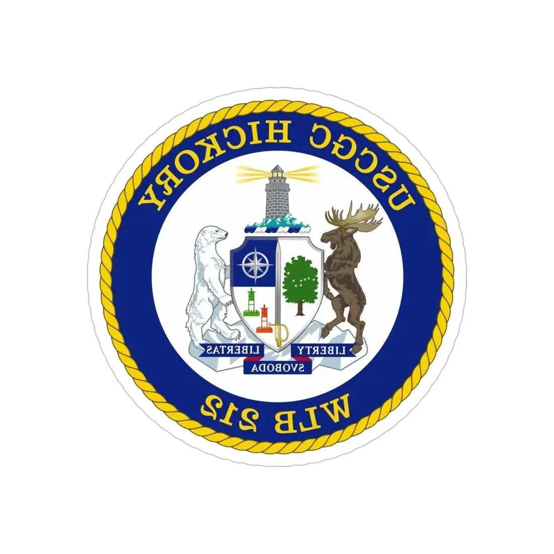 USCGC Hickory WLB 212 (U.S. Coast Guard) REVERSE PRINT Transparent Die-Cut STICKER 5 Inch Die-Cut Transparent - The Sticker Space
