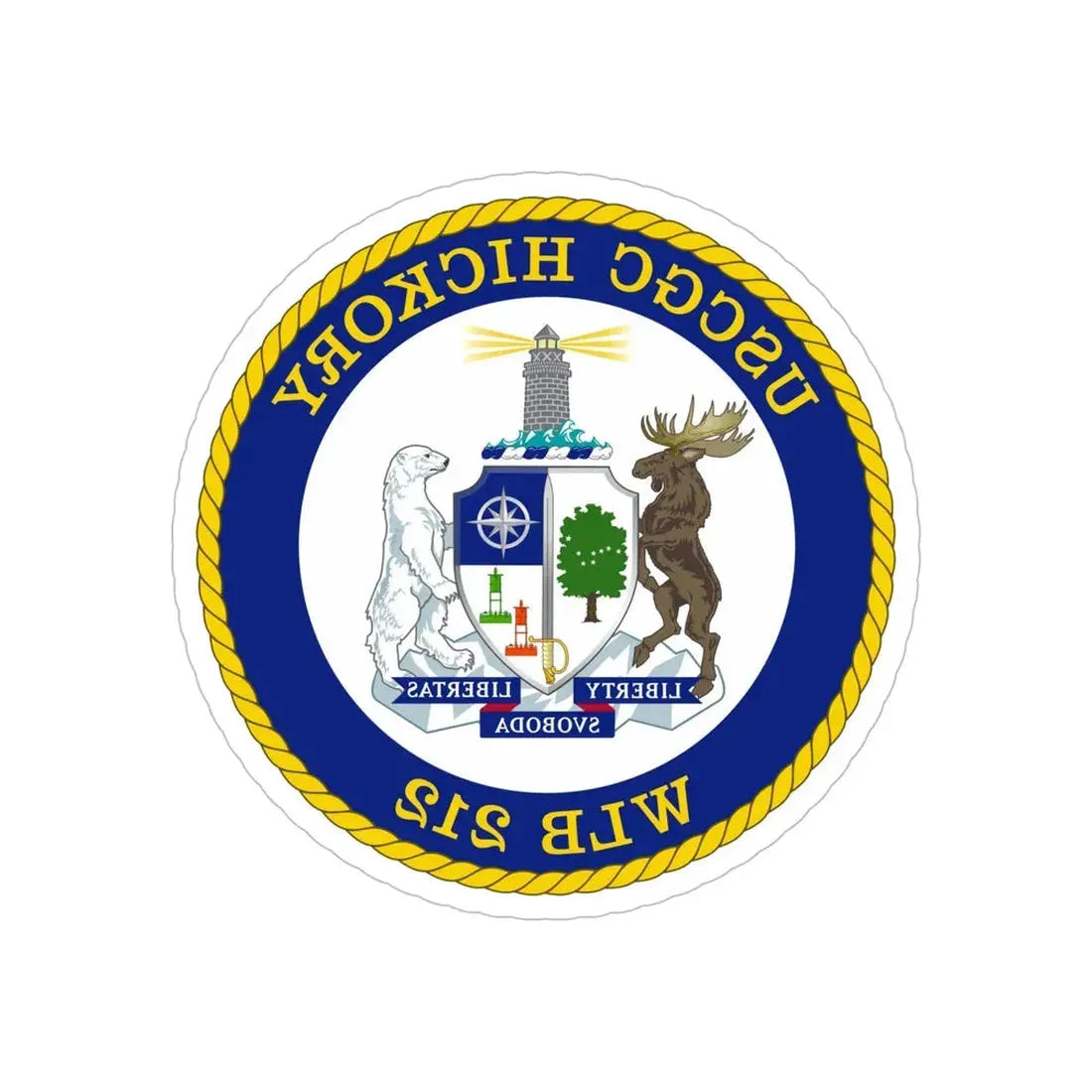 USCGC Hickory WLB 212 (U.S. Coast Guard) REVERSE PRINT Transparent Die-Cut STICKER 6 Inch Die-Cut Transparent - The Sticker Space