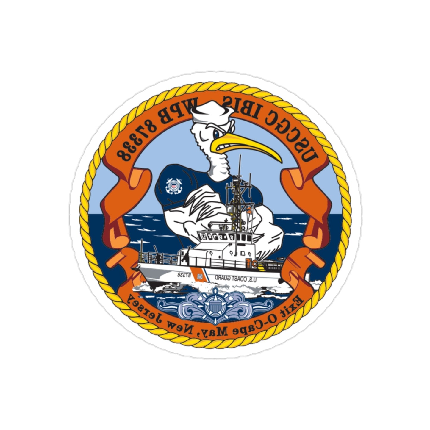 USCGC IBIS (U.S. Coast Guard) REVERSE PRINT Transparent STICKER-2" × 2"-The Sticker Space