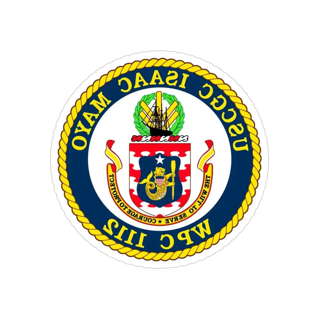USCGC Isaac Mayo WPC 1112 (U.S. Coast Guard) REVERSE PRINT Transparent Die-Cut STICKER 3 Inch Die-Cut Transparent - The Sticker Space