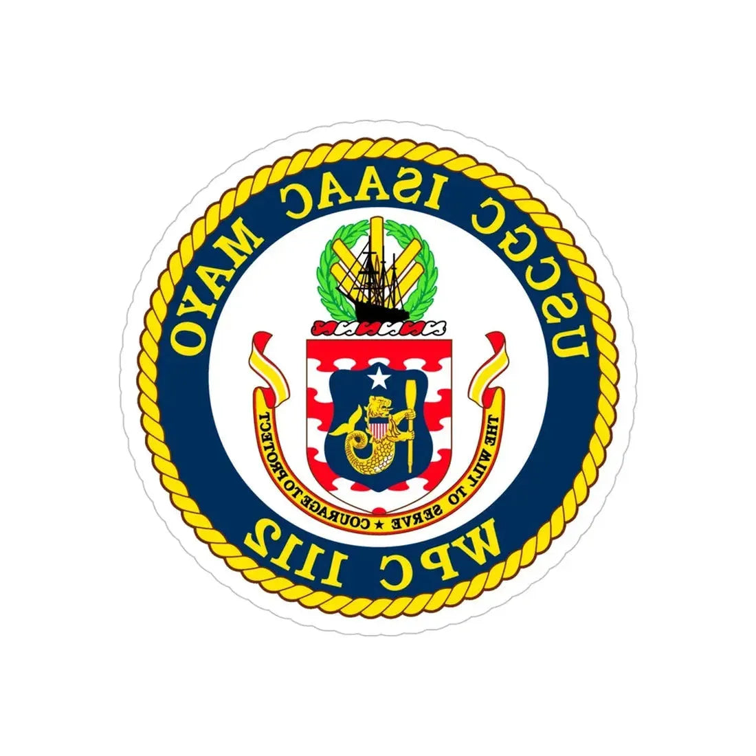USCGC Isaac Mayo WPC 1112 (U.S. Coast Guard) REVERSE PRINT Transparent Die-Cut STICKER 5 Inch Die-Cut Transparent - The Sticker Space