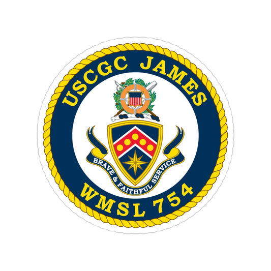 USCGC James WMSL 754 (U.S. Coast Guard) Transparent STICKER Die-Cut Vinyl Decal-6 Inch-The Sticker Space