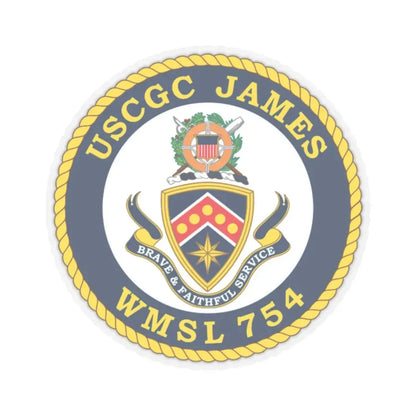 USCGC James WMSL 754 (U.S. Coast Guard) STICKER Vinyl Kiss-Cut Decal 2 Inch Transparent - The Sticker Space