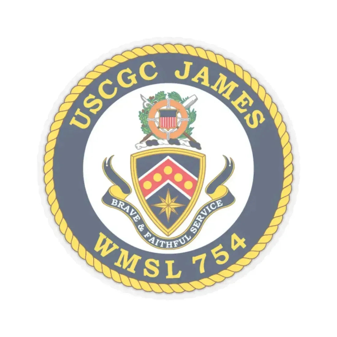 USCGC James WMSL 754 (U.S. Coast Guard) STICKER Vinyl Kiss-Cut Decal 2 Inch Transparent - The Sticker Space