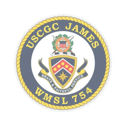 USCGC James WMSL 754 (U.S. Coast Guard) STICKER Vinyl Kiss-Cut Decal 2 Inch Transparent - The Sticker Space