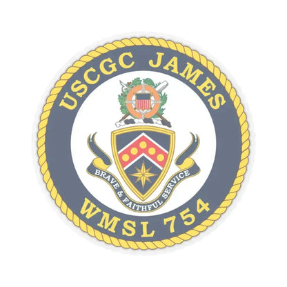 USCGC James WMSL 754 (U.S. Coast Guard) STICKER Vinyl Kiss-Cut Decal 6 Inch Transparent - The Sticker Space