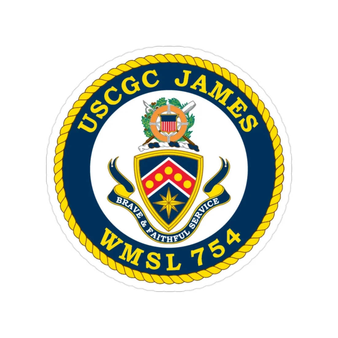 USCGC James WMSL 754 (U.S. Coast Guard) Transparent STICKER Die-Cut Vinyl Decal 2 Inch - The Sticker Space