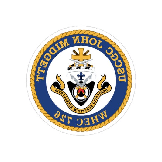 USCGC John Midgett WHEC 726 (U.S. Coast Guard) REVERSE PRINT Transparent STICKER-2" × 2"-The Sticker Space